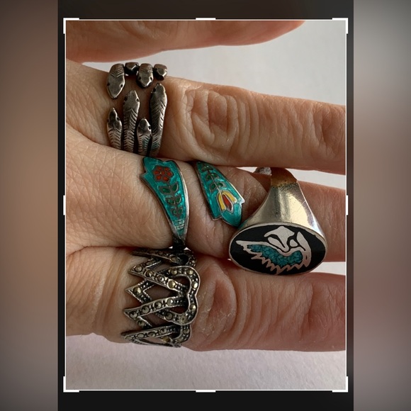 New vintage 4 hearts marcasite silver cocktail ring - Picture 12 of 13